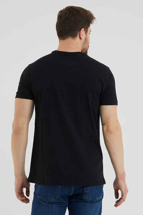 Mahatma Gandhi Baskılı Bisiklet Yaka Battal Tshirt