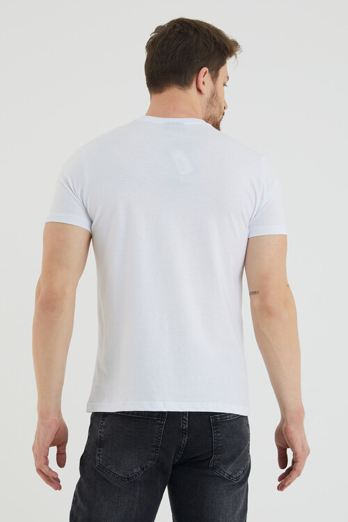 Mahatma Gandhi Yazı Baskılı Bisiklet Yaka Slim Fit Tshirt