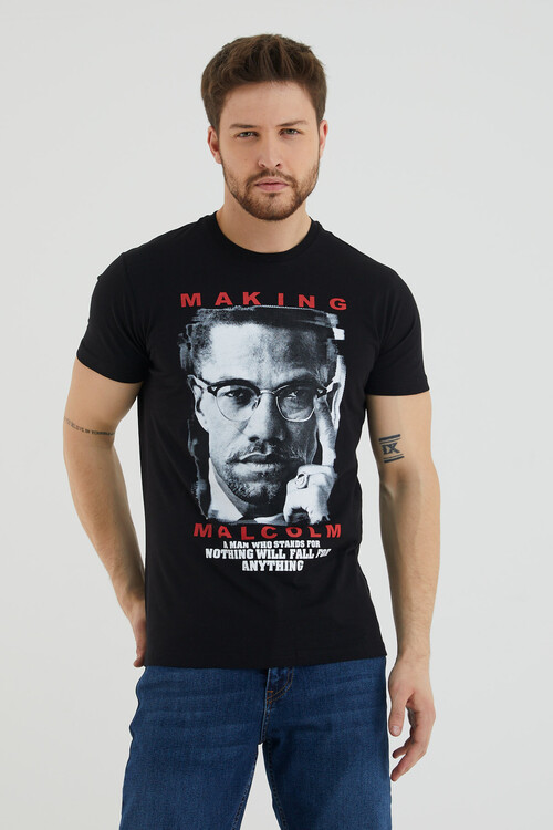 Making Yazı Baskılı Bisiklet Yaka Slim Fit Tshirt