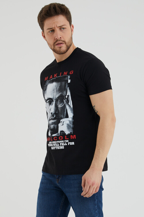 Making Yazı Baskılı Bisiklet Yaka Slim Fit Tshirt