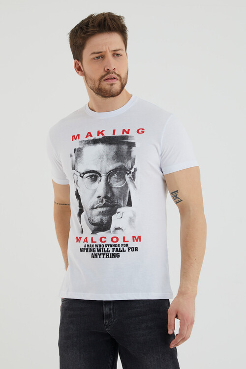 Making Yazı Baskılı Bisiklet Yaka Slim Fit Tshirt