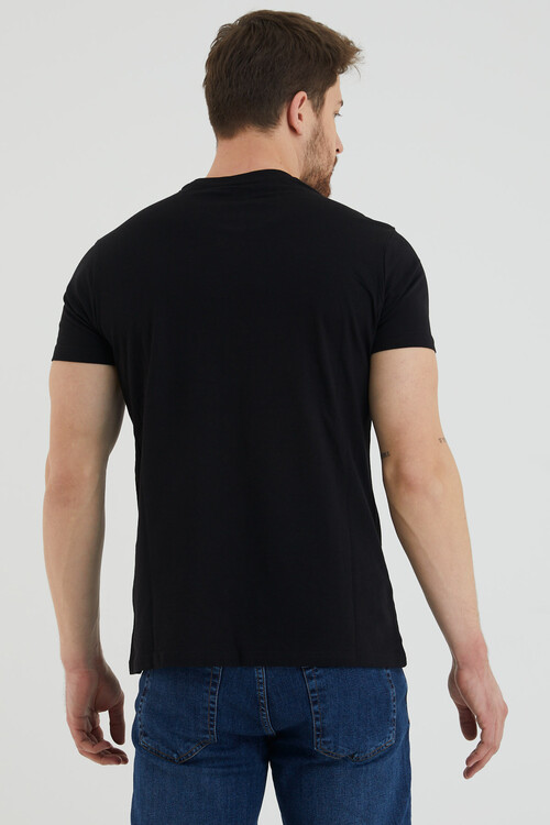 Marıne Enthusıast Yazı Baskılı Bisiklet Yaka Slim Fit Tshirt