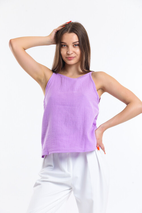 Sırtı Nakış Detaylı Bağlamalı Bluz