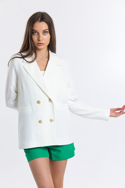 Süs Cepli Düğme Detaylı İçi Astarlı Palazzo Ceket