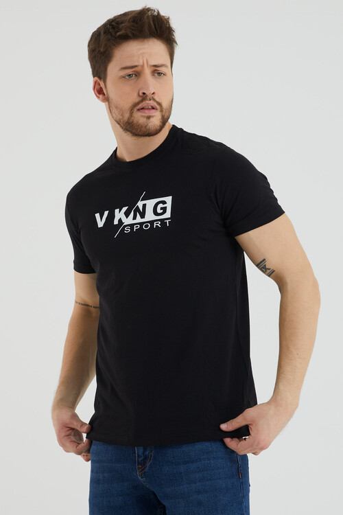 Vkng Sport Baskılı Bisiklet Yaka Battal Tshirt