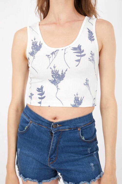 Askılı Kaşkorseli Çiçek Desenli Atlet