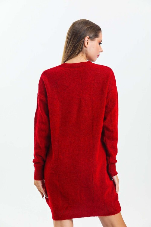 Bisiklet Yaka Yarasa Kol Triko Elbise