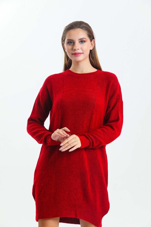 Bisiklet Yaka Yarasa Kol Triko Elbise