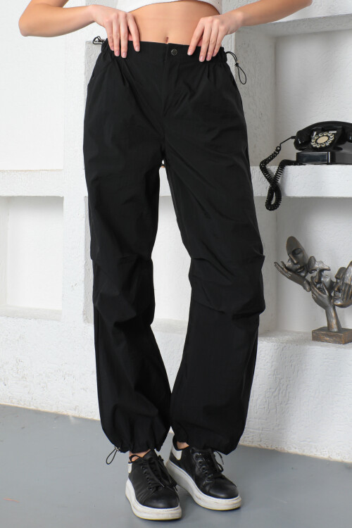 KADIN Beli ve Paçası Lastikli Bol Paça Pantolon