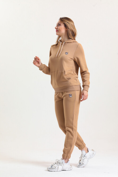 KADIN Kanguru Cepli Kapüşonlu İçi Şardonlu Eşofman Takım