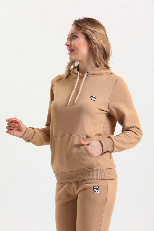 KADIN Kanguru Cepli Kapüşonlu İçi Şardonlu Eşofman Takım