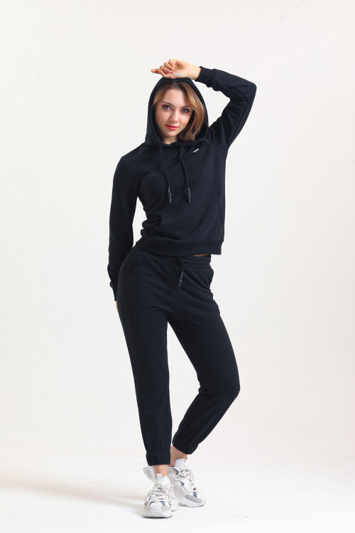 KADIN Kanguru Cepli Kapüşonlu İçi Şardonlu Eşofman Takım