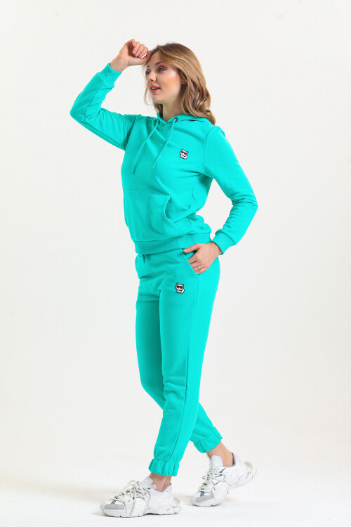 KADIN Kanguru Cepli Kapüşonlu İçi Şardonlu Eşofman Takım