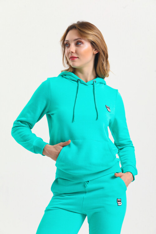 KADIN Kanguru Cepli Kapüşonlu İçi Şardonlu Eşofman Takım