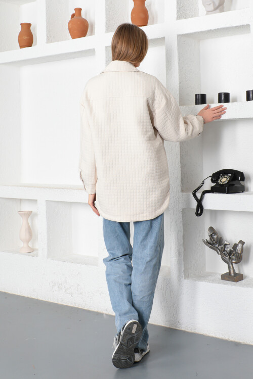 KADIN Önü Çıtçıtlı Kare Desenli İçi Astarlı Tunik