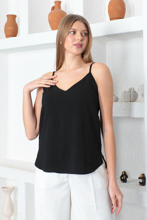 KADIN V Yaka Askılı Bluz