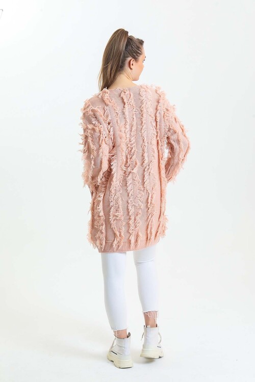 Yarasa Kol Püsküllü Triko Hırka